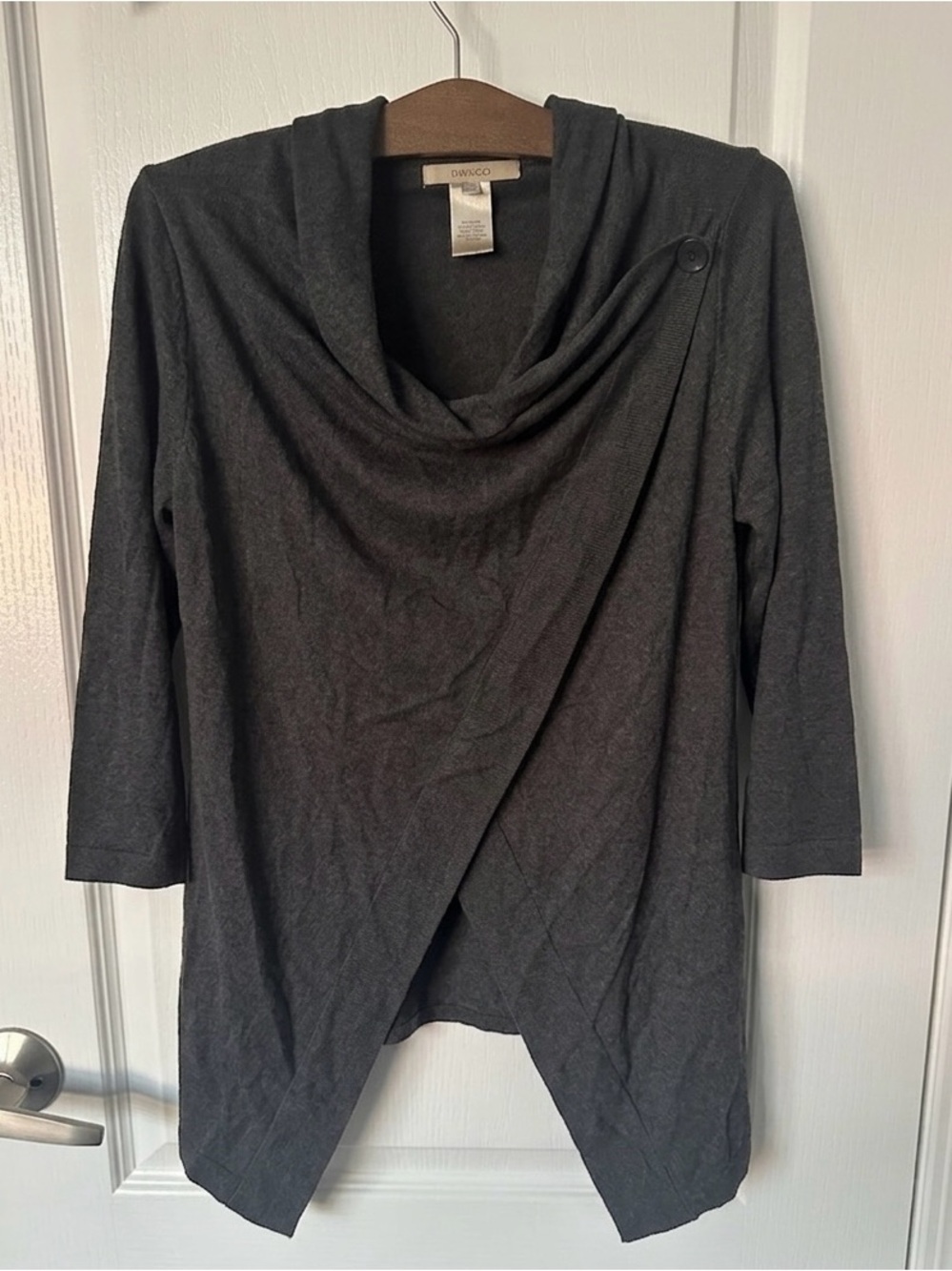 RW&CO. Charcoal Grey Asymmetrical Wrap Cardigan